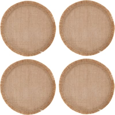 Placemats, Set van 4 Stuks, Rond, Jutte, Geweven, 38 CM, Naturel - Mikasa