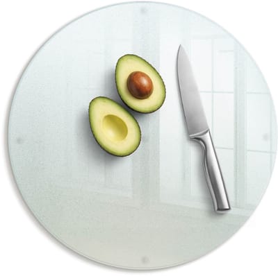 Tulup Glazensnijplank - Glazen Snijplank met Matte Afwerking - fi40 cm - Ronde Gematteerde Snijplank - Kookbenodigdheden - Semi-transparante Snijplank - Glazen snijplank Melkglas