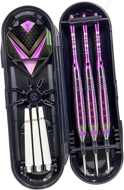 Professionele Steel Tip Dart Set - 3 Stukken - 24g Dart Flights - Inclusief Dart Case - 3 Dart Wings - 3 Vervangende Dart Shafts - Rubber Ringen - Dart Wing Clips