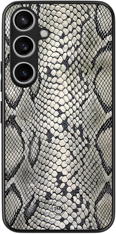 Hoesje geschikt voor Samsung Galaxy A15 - Snake print - Beige - TPU case - Slangenprint - Hardcase zwart telefoonhoesje