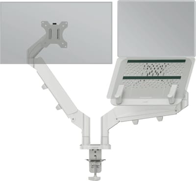 Leitz Ergo Ruimtebesparende Dubbele Monitor- en Laptop arm - Tot 9kg - Monitor Beugel 17-32 inch - Grijs