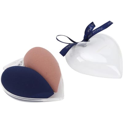 Lot de 2 Houppettes à Poudre pour le Visage à Double Usage Sec et Humide Éponge de Maquillage en Forme d'Œuf Accessoire Cosmétique white