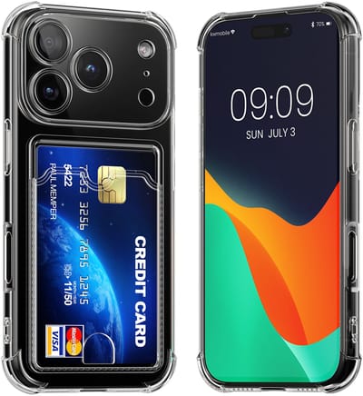 kwmobile Hoesje met kaarthouder voor Apple iPhone 18 Pro / iPhone 17 Pro - telefoonhoesje met kaartsleuf - Soft Case - beschermhoesje in transparant
