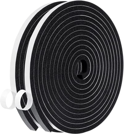 Zelfklevende Sealing Tape voor Deuren en Ramen, 6 mm x 6 mm, 15 m Lang - Geluidsisolatie, Rubber Dichtstrip, Ideaal voor Kieren en Tochtpreventie (2 Rollen van 5 m)