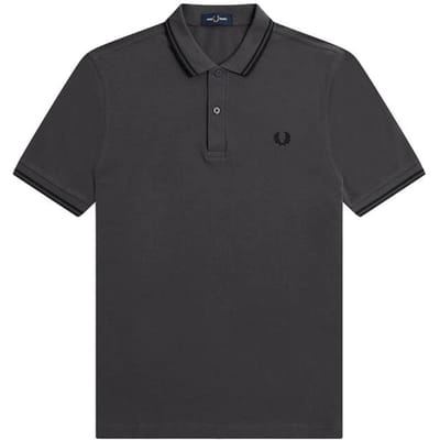 Fred Perry zwart grijs poloshirt met dubbele getipte kraag