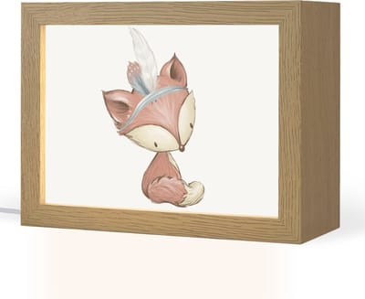Nachtlampje 20x15 cm - Kinder lampje - Vos - Dier - Bosdieren - Tafellamp kinderkamer - Slaapkamer lamp - Bedlamp kinderen - Kinderlampje stopcontact - Wandlamp babykamer - Nachtlampjes