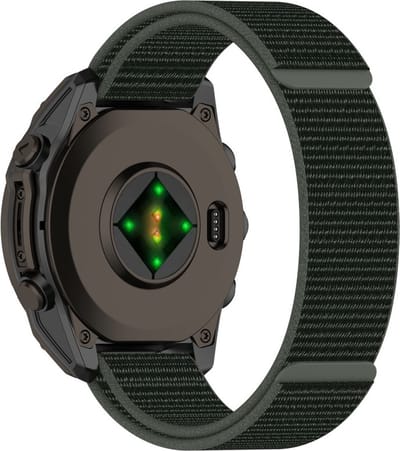 Nylon bandje - geschikt voor Garmin Fenix 5S / 5S Plus / 6S / 6S Pro / 7S / 7S Pro / 8 (43 mm) / Approach S12 / S42 / S70 42 mm / Epix Pro (Gen 2) 42 mm / D2 Delta S / Descent Mk2S / Mk3(i) 42 mm - legergroen