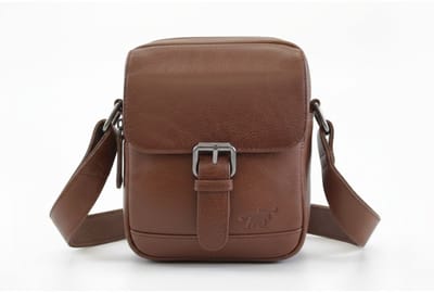 Fana Bags Kleine Heren Schoudertas Cognac - Crossbodytas Mannen - Herentas Klein - Leren Schoudertasje Mannen