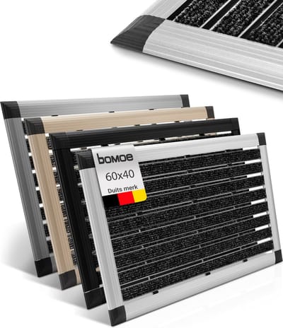 bomoe deurmat buiten - 40x60 cm vloermat van aluminium - deurmatten met rubber - muduster antislipmat AluGant