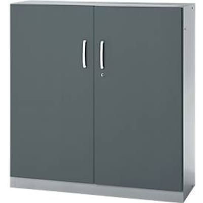 Kantoorkast, 3OH, afsluitbaar, met opliggende deuren, B 1200 mm, basaltgrijs/blank aluminium