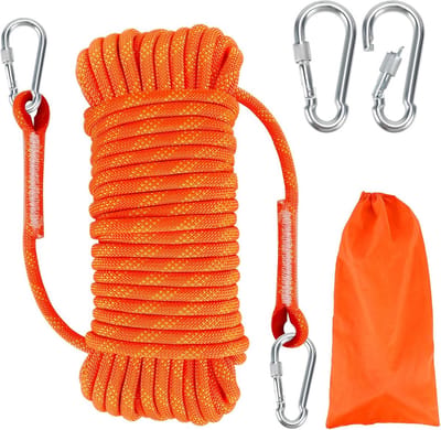 Klimtouw - Hulp touw - Outdoor avontuur - Dubbele haken - 10 meter - Zwart