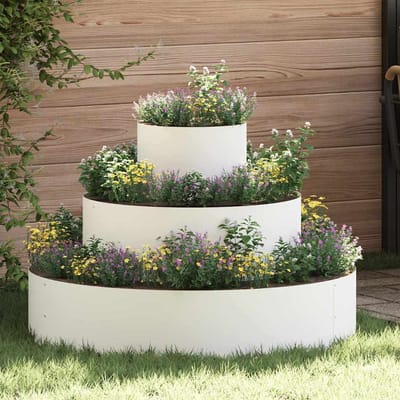 vidaXL - Plantenbak - Wit - 90 - x - 90 - x - 20 - cm - Koudgewalst - staal