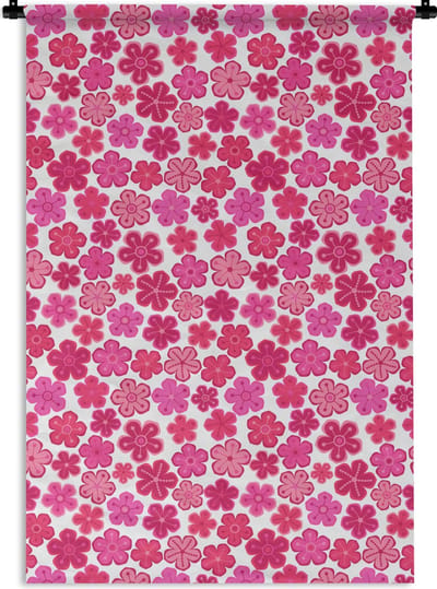 Wandkleed - Wanddoek - Bloemen - Roze - Patronen - 120x180 cm - Wandtapijt