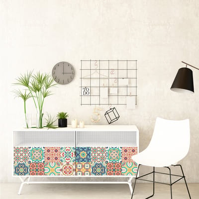 Meubeldecoratiestickers - Zelfklevende stickers voor keuken en woonkamer - 30 meubelstickers met cementtegelmotief - 30 stickers 20x20cm