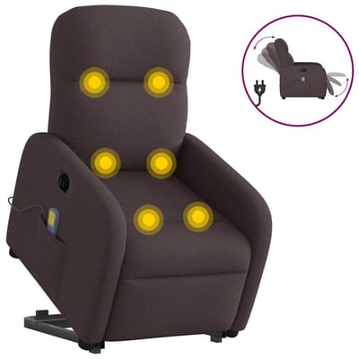 vidaXL - Sta-op-massagestoel - elektrisch - verstelbaar - stof - donkerbruin
