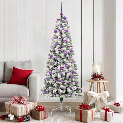 vidaXL - Kunstmatige - Hinged - Kerstboom - 300 - LED's - Groen - en - Wit - 180 - cm