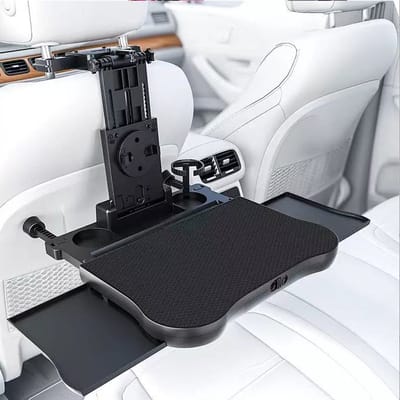 Autostoel Organizer met Tablet Houder-ABS-Multifunctionele Auto Tafel met Antislipmat en laden-Voor Laptop Achterbank-Computer Stoel -Eettafel Beker hoofdsteun houder- Klaptafel Stand Voor Telefoon & Tablet iPad (Zwart)