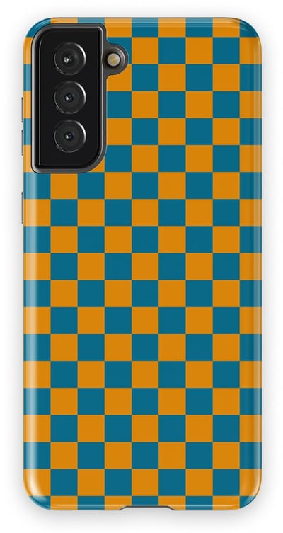 Design Hoesje Samsung Galaxy S21 Plus | Geschikt Voor Mag | Tiny Squares Checkered Print | Backcover Samsung Galaxy S21 Plus Petrol Pop