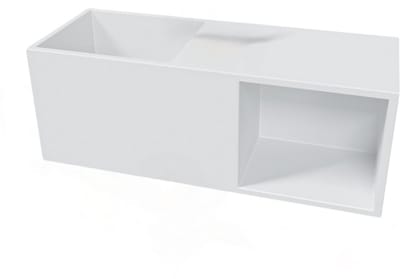 AquaVik Fontein Toilet Met Nis - Solid Surface Mat Wit - 54x20cm - Handenwasser - Wc Fontein - Toiletfontein - Fonteinkast - Nis Fontein