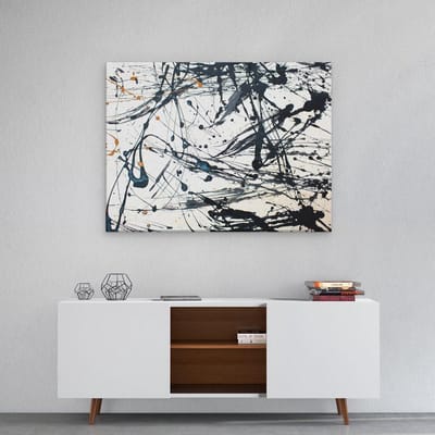 Artaza Canvas Schilderij Abstract - 80x60 cm - Wanddecoratie Zwart Wit - Muurdecoratie Woonkamer - Schilderijen Op Canvas