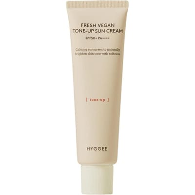 HYGGEE Crème Solaire Tonifiante Fraîche Végane 50ml [SPF50+ PA++++] Éclaircissante Minérale