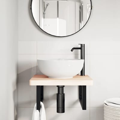 vidaXL - Badkamer - wandschap - staal - en - massief - beukenhout