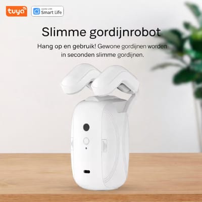 Tuya Smart Wifi Gordijn Robot - Ronde Roman gordijnrails - Roede - Wit - Smart home gordijnmotor - Smart Gordijn - Automatisch gordijn