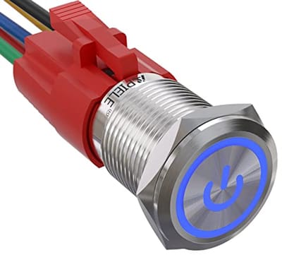 Drukknopschakelaar met Vergrendeling, 16 mm, Waterdicht, 12 V DC 5 A, RVS, LED Indicator voor Auto, Vrachtwagen, Boot en Huishoudelijke Apparaten
