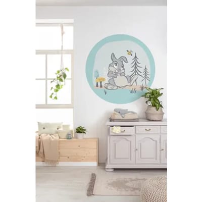 Fotobehang - Bambi Thumper 125x125cm - Rond - Vliesbehang - Zelfklevend