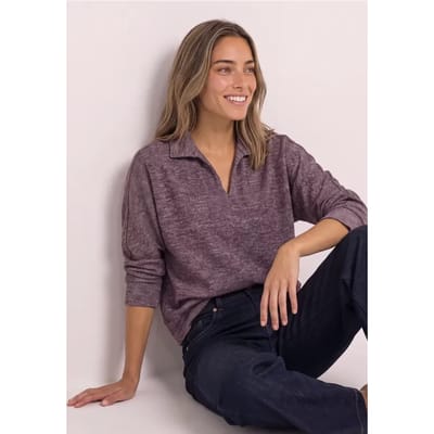 Poloshirt met lange mouwen in gemêleerde look