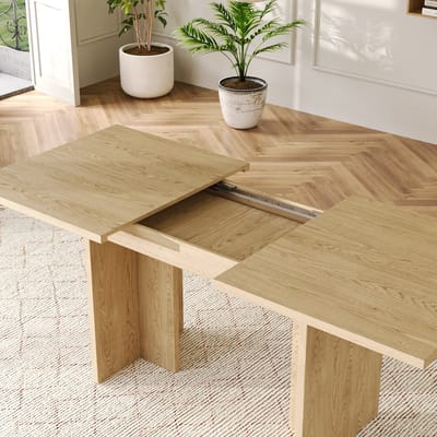 MODENUIT Eettafel - Uitschuifbaar Voor 6-8 Personen - Voor Eetkamer En Keuken - MDF Eikenkleur - 140-180x80 Cm