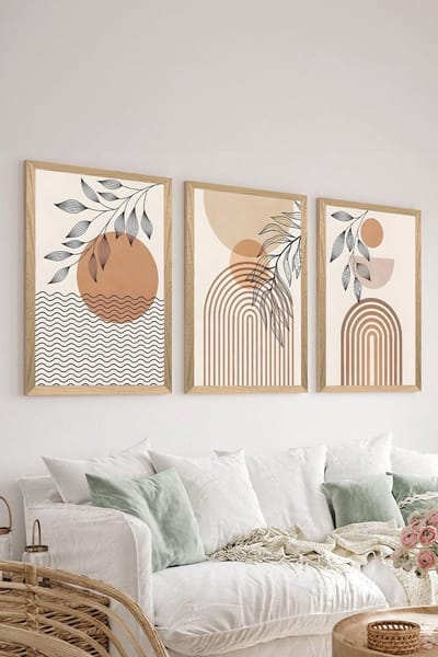 Asir - Decoratieve schilderset (3 stuks) - Veelkleurig - 100% MDF (Dikte: 2,7 mm) - 35 x 50 x 9 cm