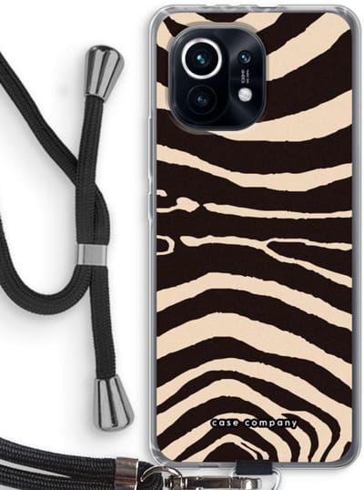 Case Company® - Hoesje met koord geschikt voor Xiaomi Mi 11 hoesje met Koord - Arizona Zebra - Telefoonhoesje met Zwart Koord - Bescherming aan alle Kanten en Over de Schermrand