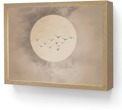 Wandlamp 40x30 cm - Oplaadbaar - Vogel - Beige - Japandi - Wandlampen binnen woonkamer - Slaapkamer lamp - Decoratieve nachtlamp - Vloerlamp draadloos
