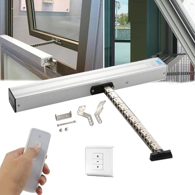 Elektrische Raamopener - Kettingraamopener Automatisch - Ventilatie Creëren - Afstandsbediening Inclusief - 800mm Slag - Zilver