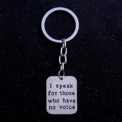 GoedeDoelen.Shop | Sleutelhanger I Speak For Those Who Have No Voice | Tashanger | Samen Voor Dieren | RVS Sleutelhanger | Sleutelring | Dierenwelzijn