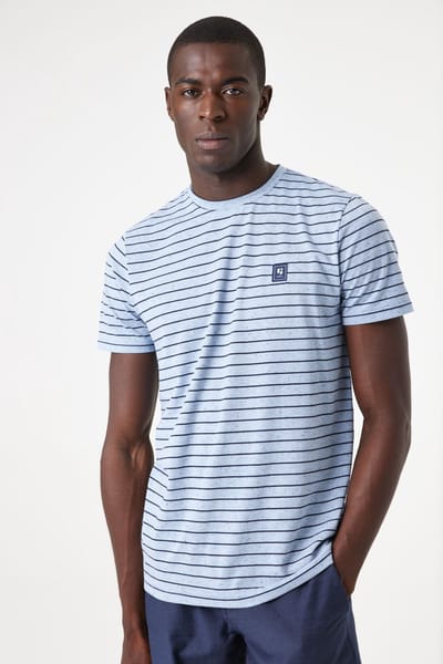 GARCIA Heren Effen T-shirt Blauw Korte mouw