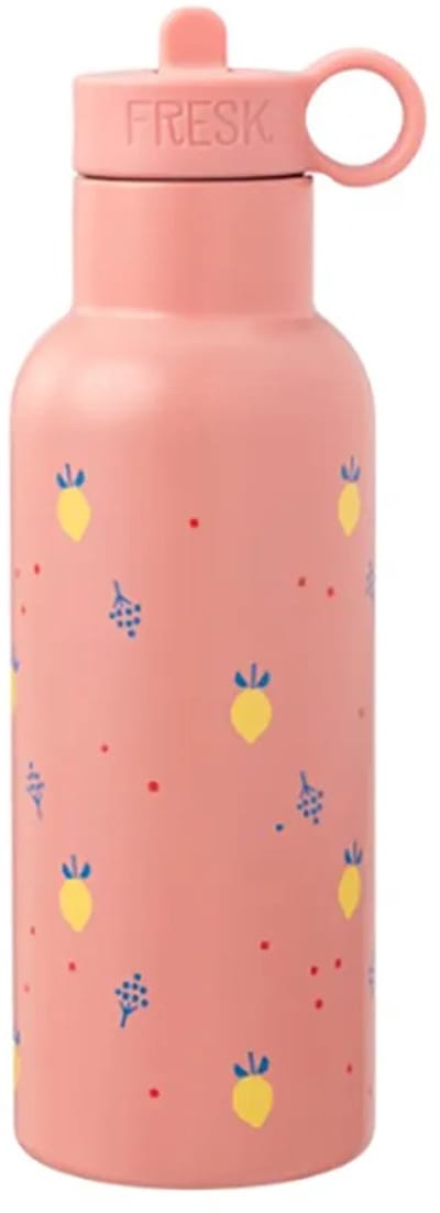 Fresk Thermosfles 500 ml - RVS Waterfles – Lekvrije Drinkfles voor Kinderen – Koude en Warme Dranken – BPA-vrij – Onbreekbaar – 2 Doppen – Thermosbeker – Drinkbeker Meisjes - Roze - Summer Fruit