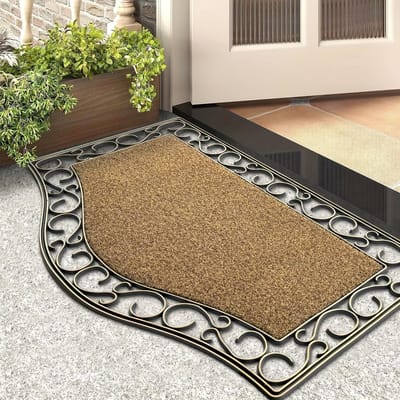 Dutchers® Antislip Buitendeurmat - Entree Mat - Machinewasbaar - Droogloopmat - Schoonloopmat - Vloermat Binnen en Buiten - PVC & Polypropyleen - Paisleymotief - Waterafstotend - Slijtvast - Veiligheid Mat - Rubberen Onderkant - 45x75 cm