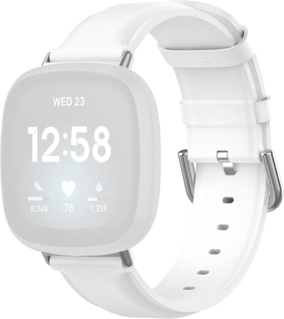 Leren bandje - geschikt voor Fitbit Versa 3 / Sense - wit