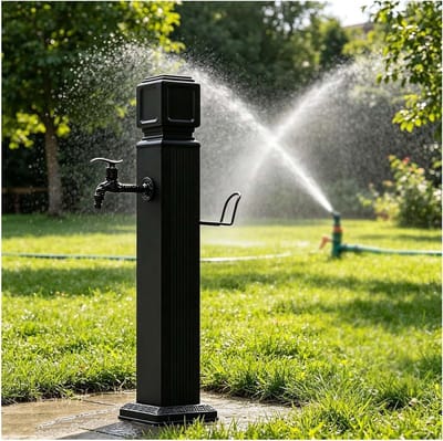 Kraanpaal Tuin - Waterpaal Irrigatie - Buitenwater Geven - Roestvrijstalen Binnenvoering - 74 cm Hoog - Zwart
