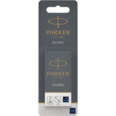 Parker lange vulpen inktpatronen | blauwzwart QUINK inkt | 5 vulpenpatronen (hangsell pack)