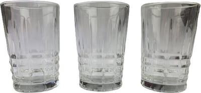 Crystal Glas CARINA - Kristal Glas - Rechthoekig Patroon - 10 cm x 6Ø - Set van 3 - Roze Doos