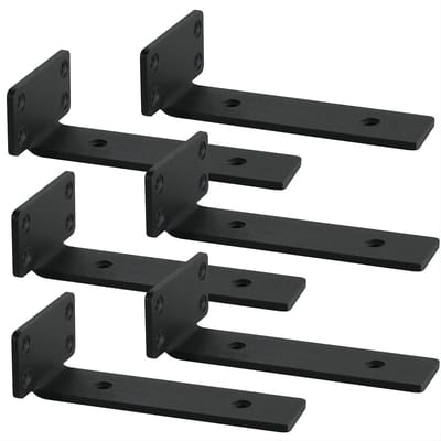 Dailygoods- Plankdragers Zwart - 6 Stuks - Wandmontage - Zwaarlaststeun - Onzichtbare Steunen - Industrieel Ijzer - 20cm - Planksteunen
