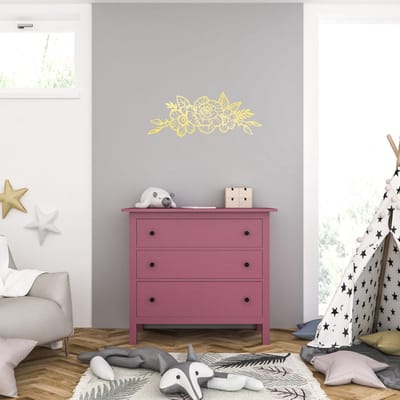 Muursticker - Bloemen - 58 x 146 - Goud