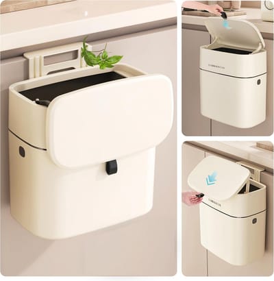 Keuken Compostbak 12 Liter voor Aanrecht - Off-White Afvalemmer