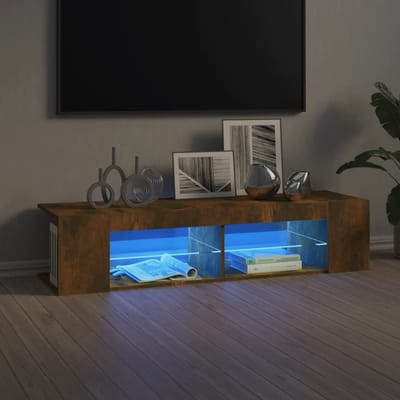 vidaXL - Tv-meubel - LED-verlichting - 135x39x30 - cm - gerookt - eikenkleurig
