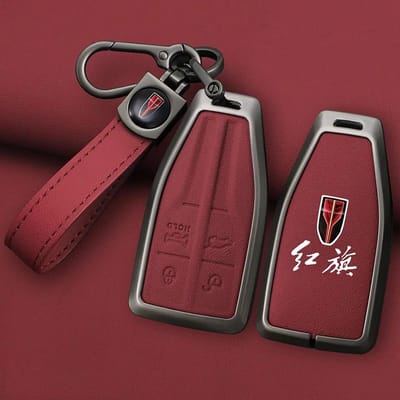 Étui de Protection en Alliage de Zinc et Cuir pour Clé de Voiture Sac pour Hongqi Hs5 H5 H9 Hs7 H7 L5 Hs3 L9 Coque Protection Porte-clés Accessoires black