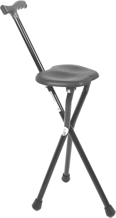 Core® Wandelstok met Zitje - Wandelstok Opvouwbaar - Opvouwbaar Krukje - Hoogte 87 cm - Zwart- 22cm x 22cm x 87cm
