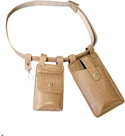 2-delige Leren Dames Heuptas – Heuptasje Dames & Crossbody Tas Dames – Mini Riemtas - Fanny Pack – Telefoon Tasje voor Vrouwen - BRUIN